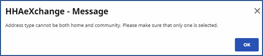 Address Type Validation Error
